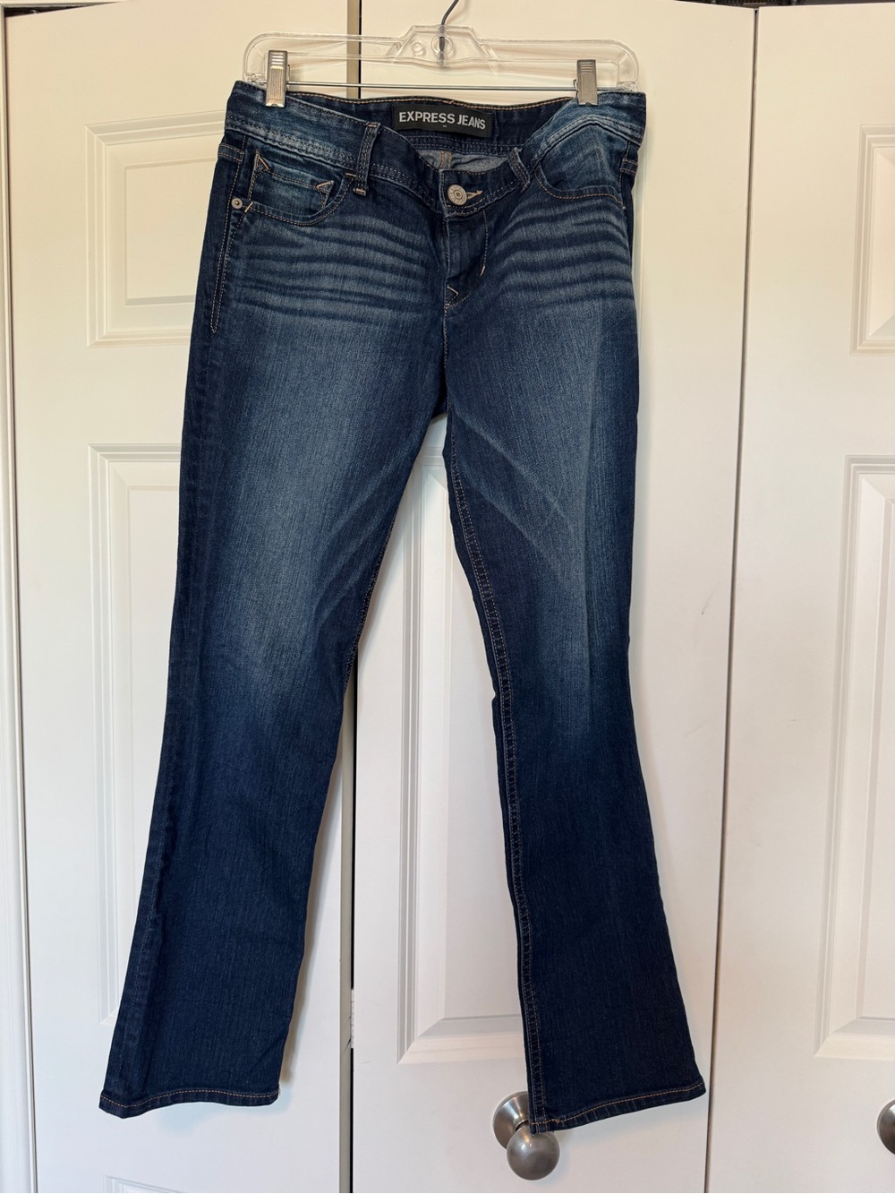 Express Dark Blue Cropped Stella Skinny Jeans